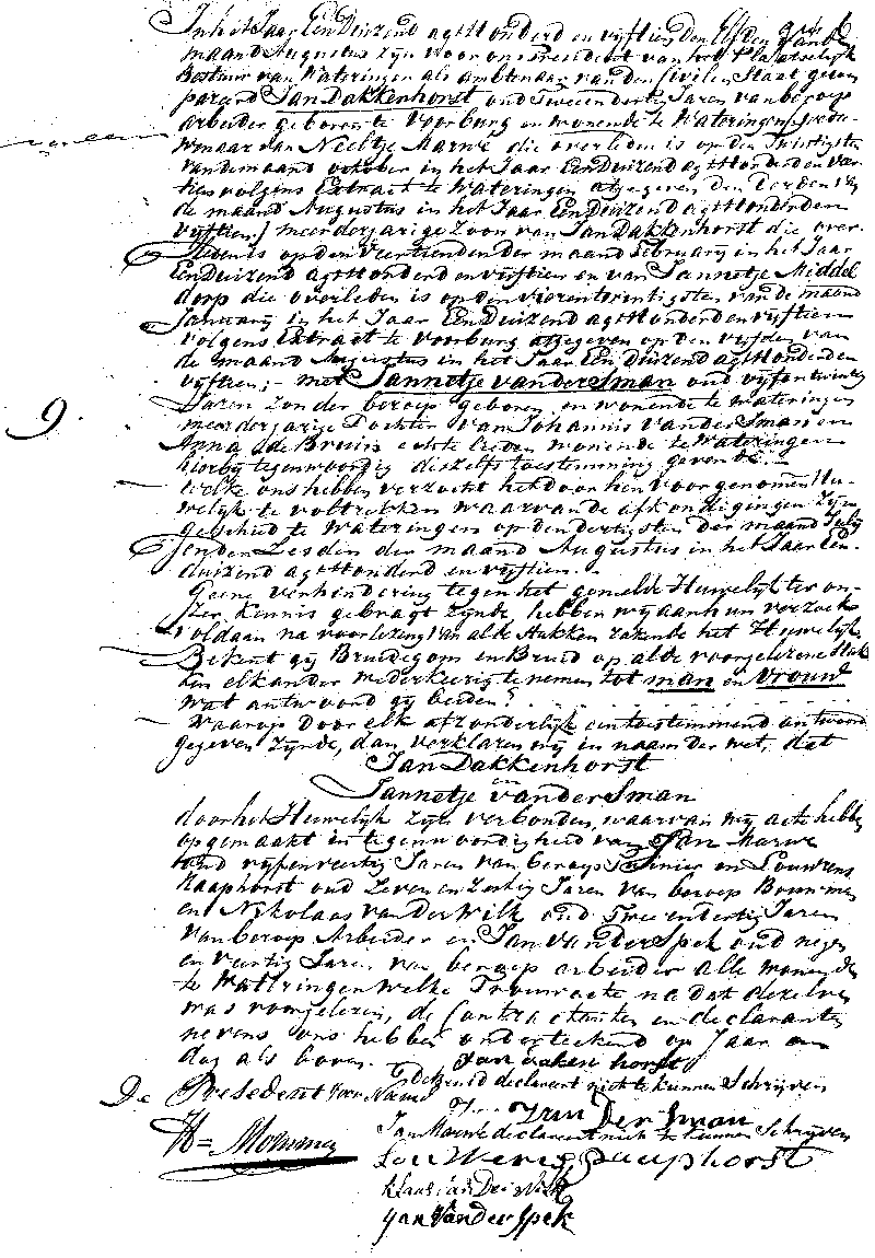 18150811 huw akte 9 Jan Dakkenhorst - Jannetje vd Sman